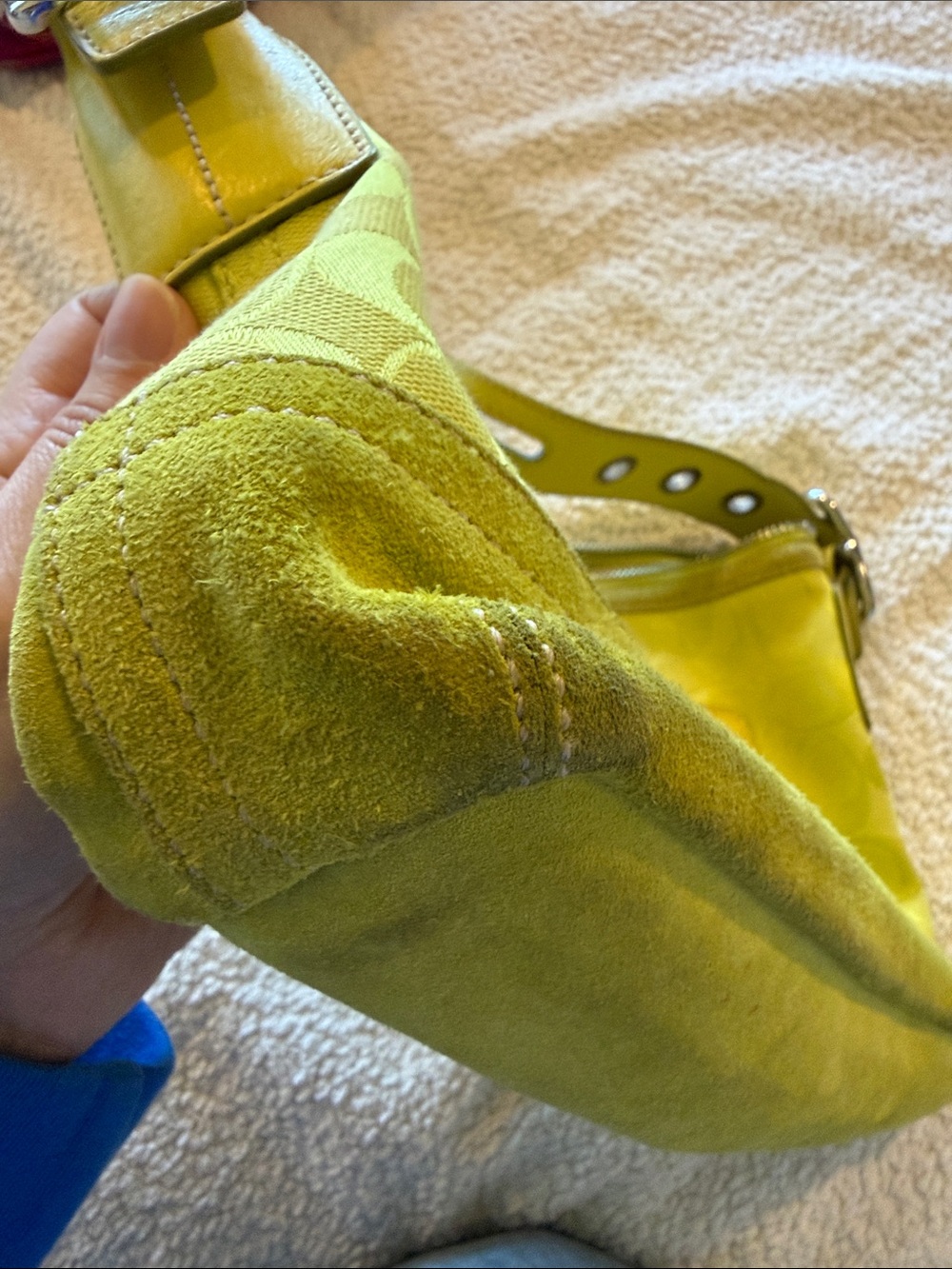 Coach Lime Green Signature Jacquard Shoulder Bag with Tassel - Picture 6 of 6